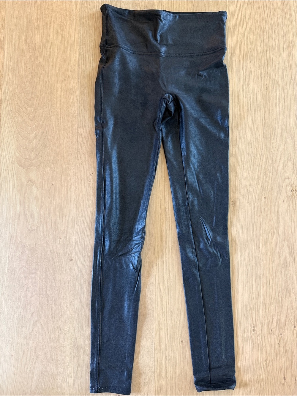 NWOT SPANX Black Faux Leather-Look High-Waist Leggings